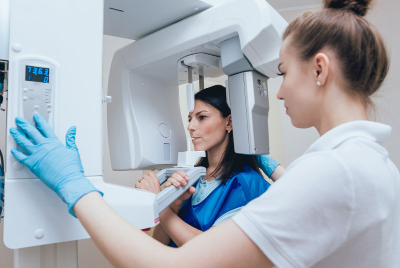 dental patient undergoing cbct scan